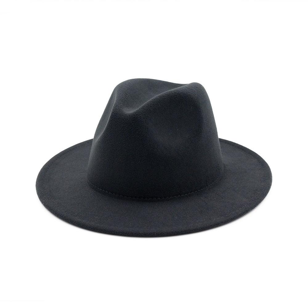 Unisex Solid Color Woolen Fedora Hat Modern Autumn Winter Style
