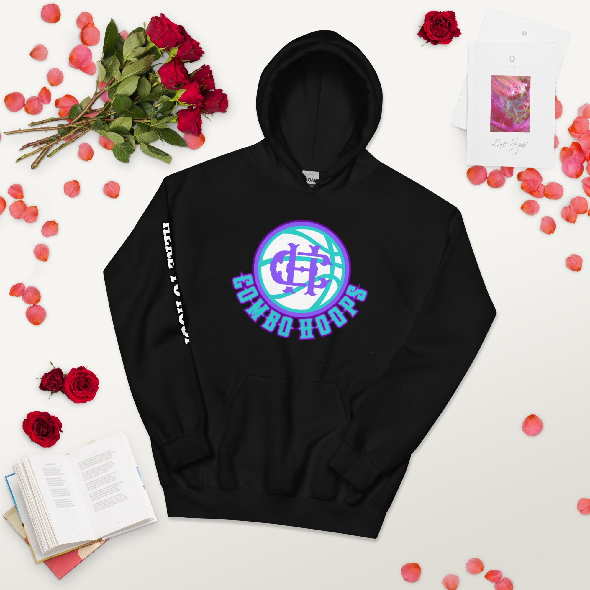 Black Heavy Blend Unisex Hoodie with Combo Hoops Graphic Logo - Image 27