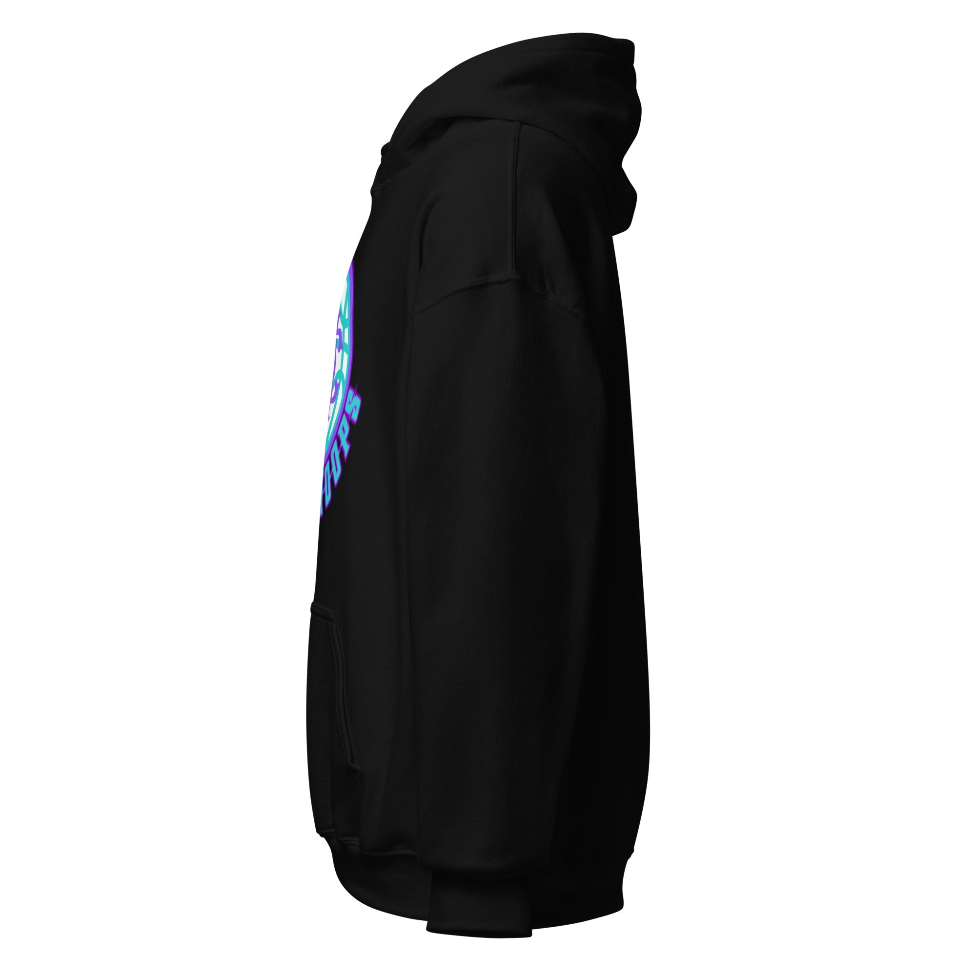 Black Heavy Blend Unisex Hoodie with Combo Hoops Graphic Logo - Image 4