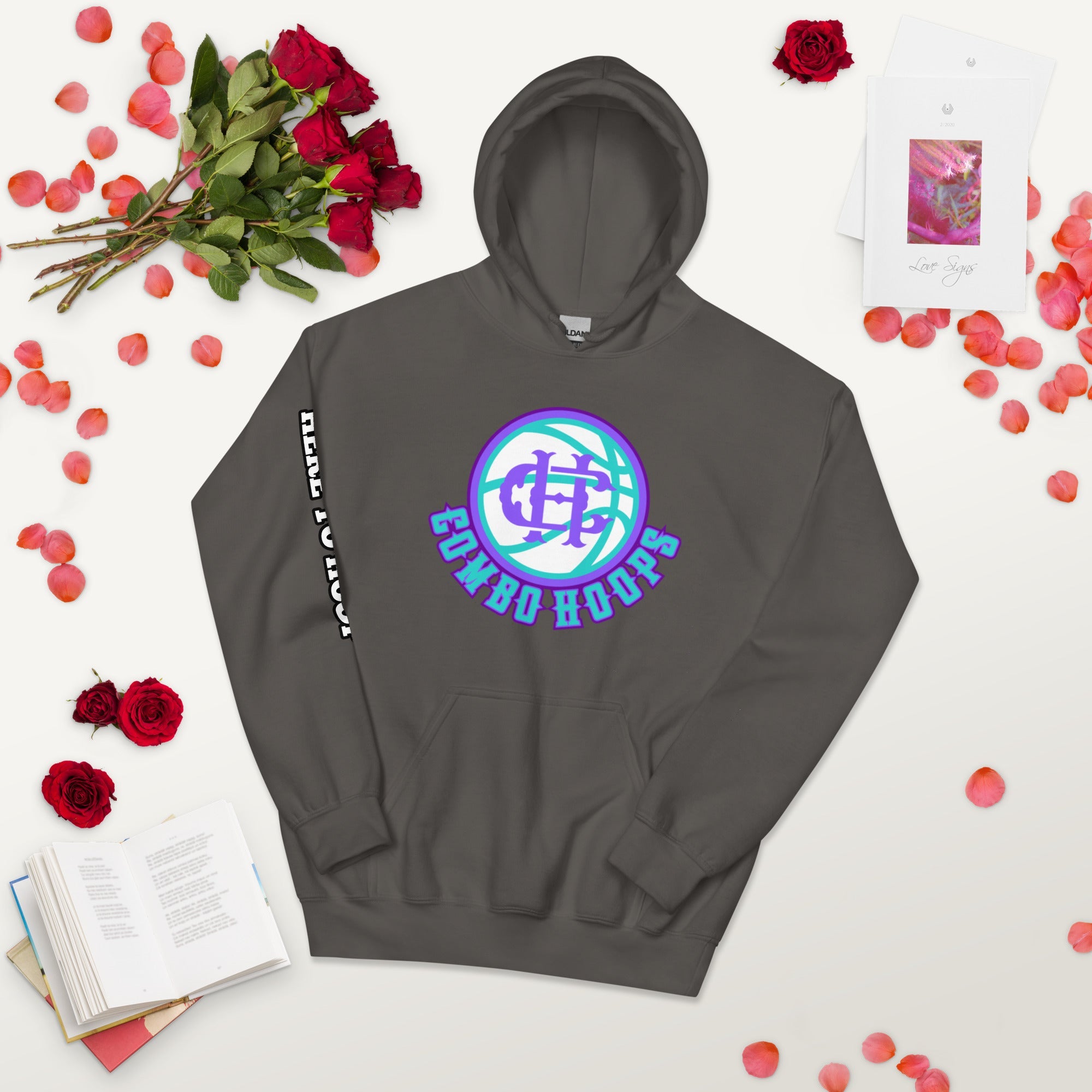 Black Heavy Blend Unisex Hoodie with Combo Hoops Graphic Logo - Image 39