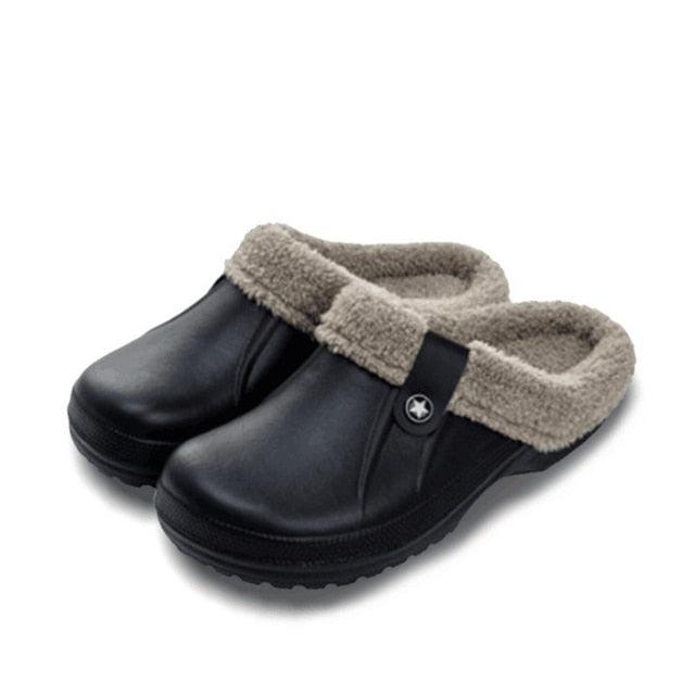 Unisex Winter Plush Clogs Warm Fuzzy House Slippers with Memory Foam