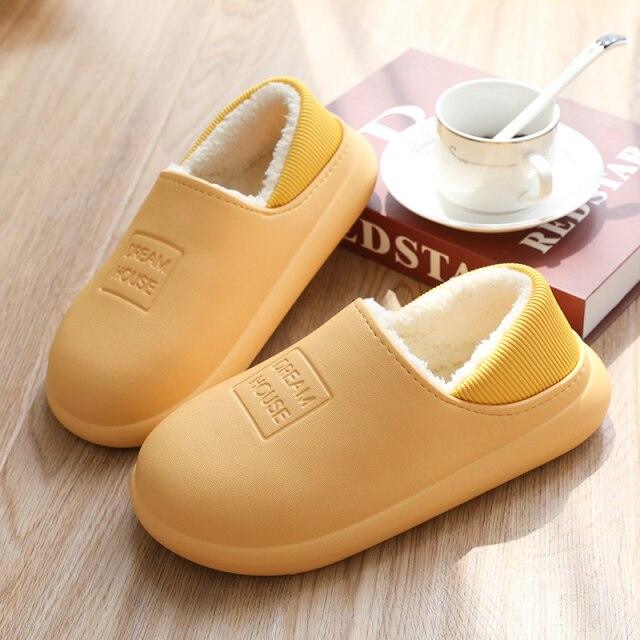 Unisex Winter Plush Clogs Warm Fuzzy House Slippers with Memory Foam