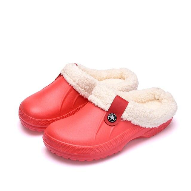 Unisex Winter Plush Clogs Warm Fuzzy House Slippers with Memory Foam