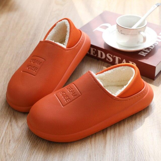 Unisex Winter Plush Clogs Warm Fuzzy House Slippers with Memory Foam