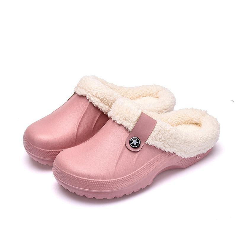 Unisex plush-lined winter clogs with memory foam insoles for indoor and outdoor comfort