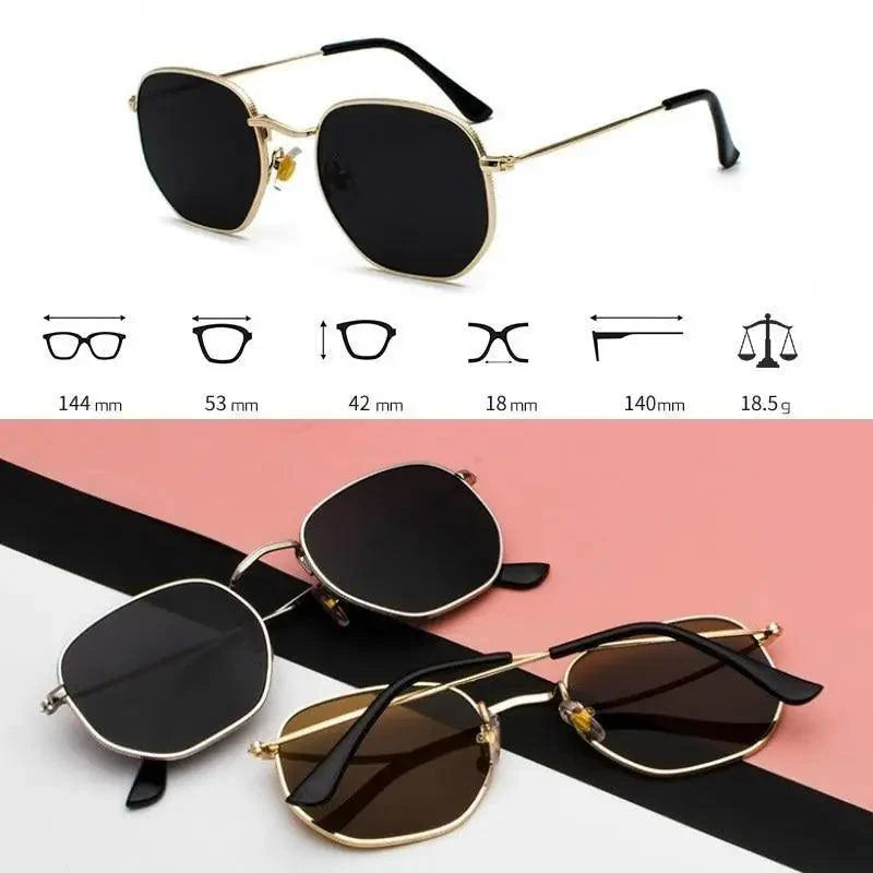 Unisex Square Metal Frame Sunglasses with UV400 Protection