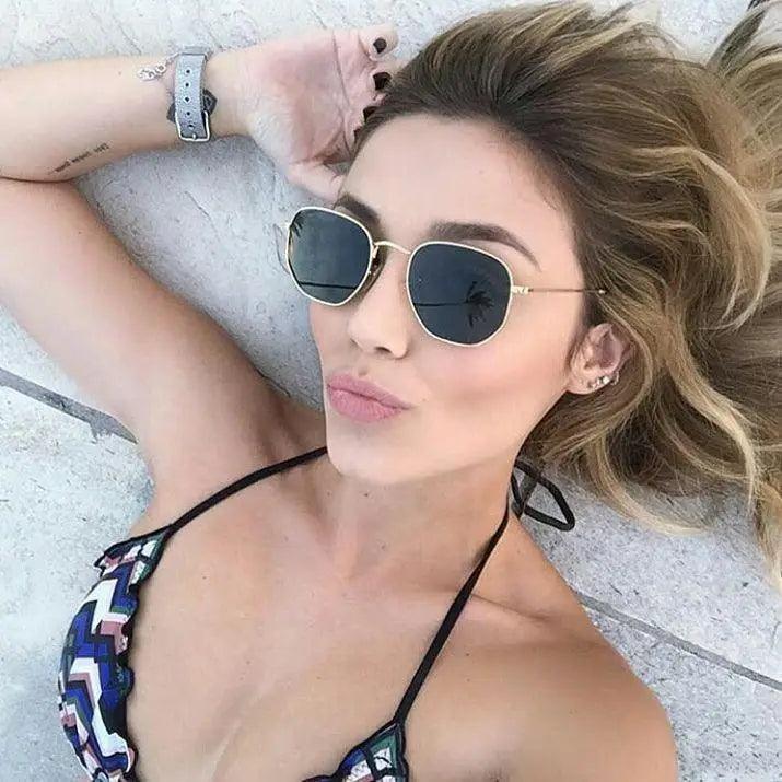 Unisex Square Metal Frame Sunglasses with UV400 Protection