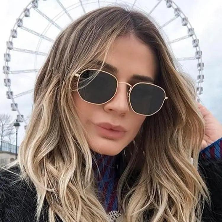 Unisex Square Metal Frame Sunglasses with UV400 Protection
