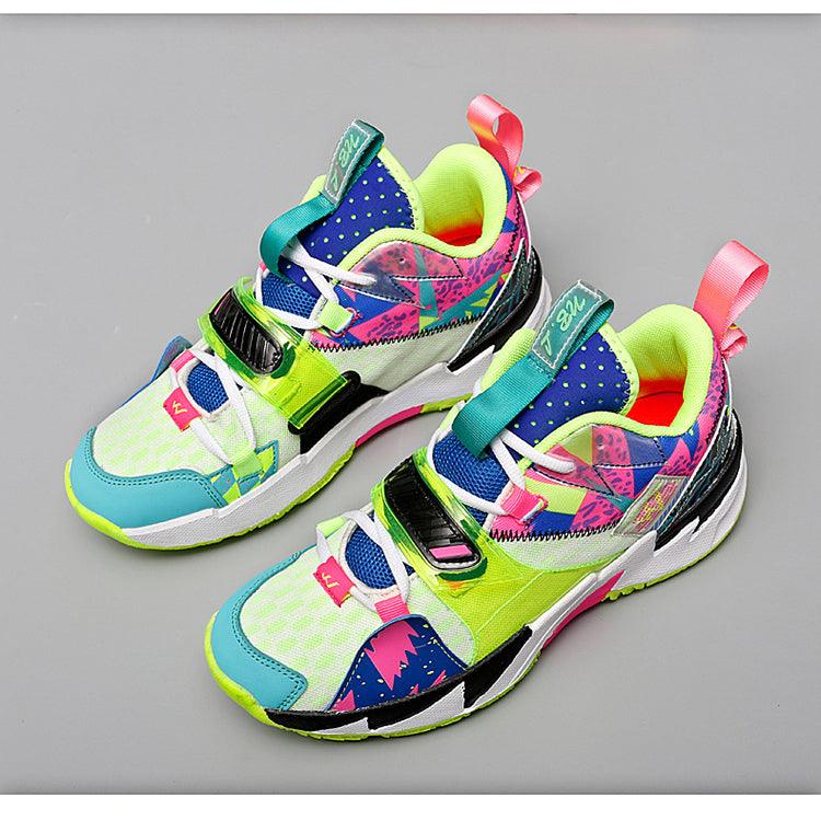 Unisex High Top Rainbow Basketball Shoes Breathable Street Sneakers