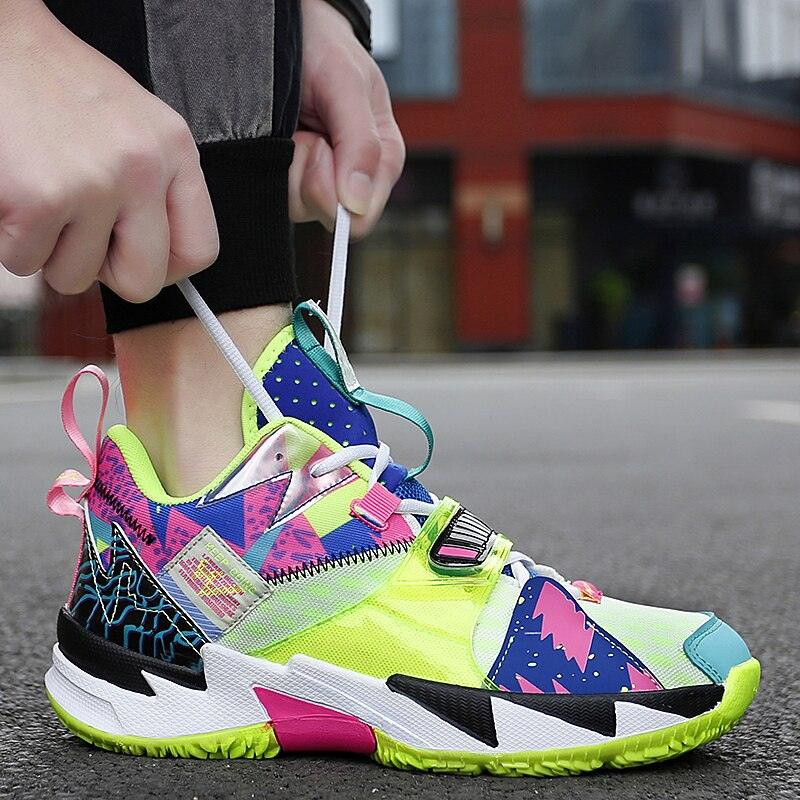 Unisex High Top Rainbow Basketball Shoes Breathable Street Sneakers