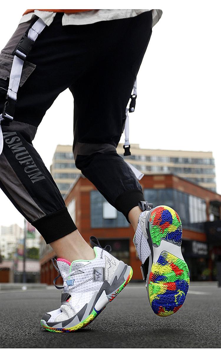 Unisex High Top Rainbow Basketball Shoes Breathable Street Sneakers
