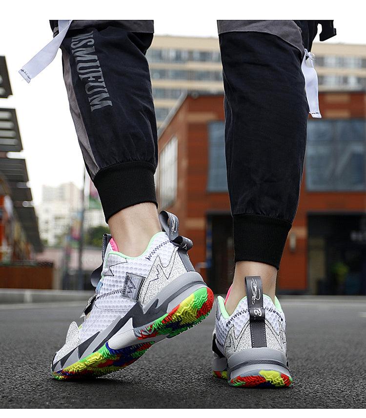 Unisex High Top Rainbow Basketball Shoes Breathable Street Sneakers