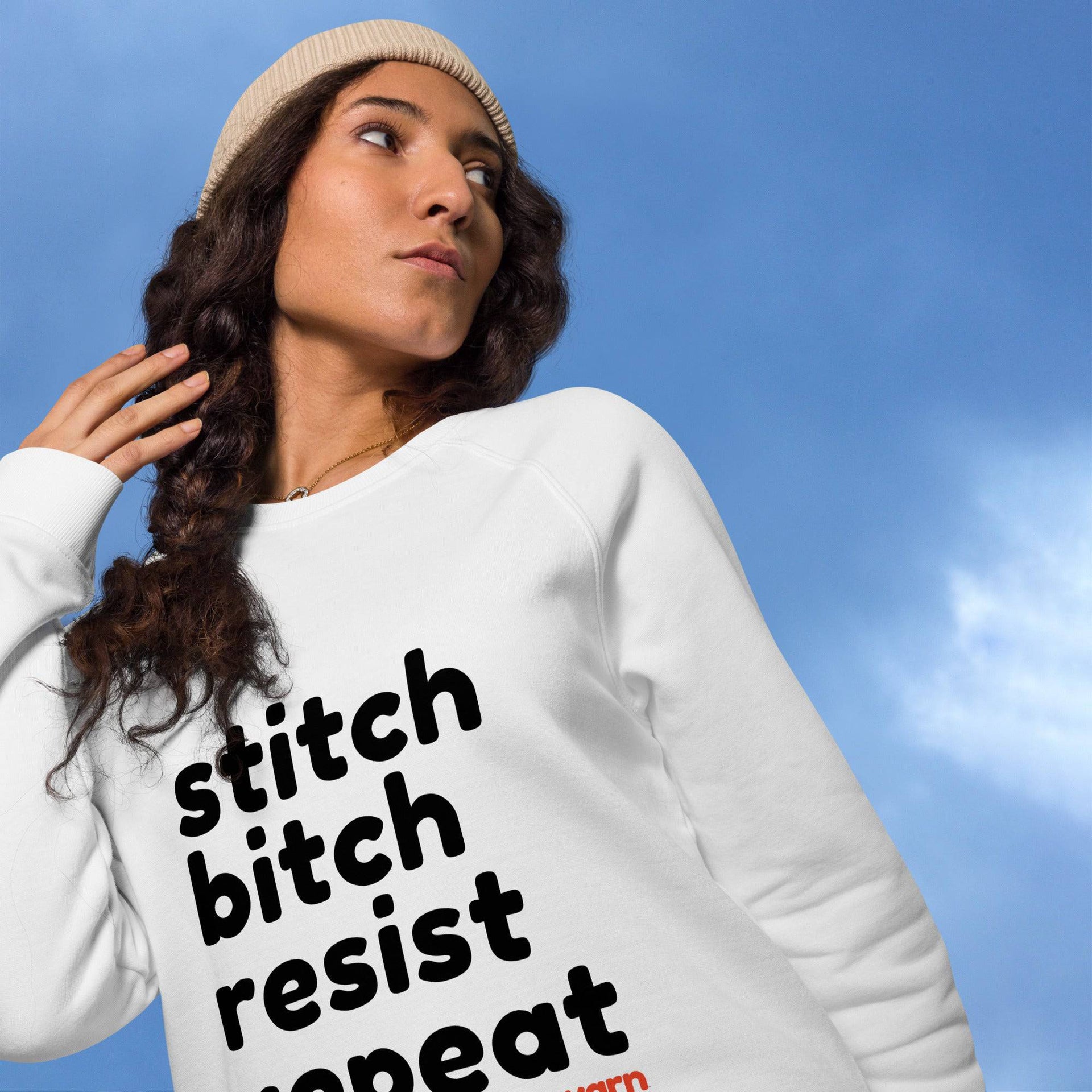 Stitch Bitch Resist Repeat Organic Cotton Unisex Raglan Sweatshirt
