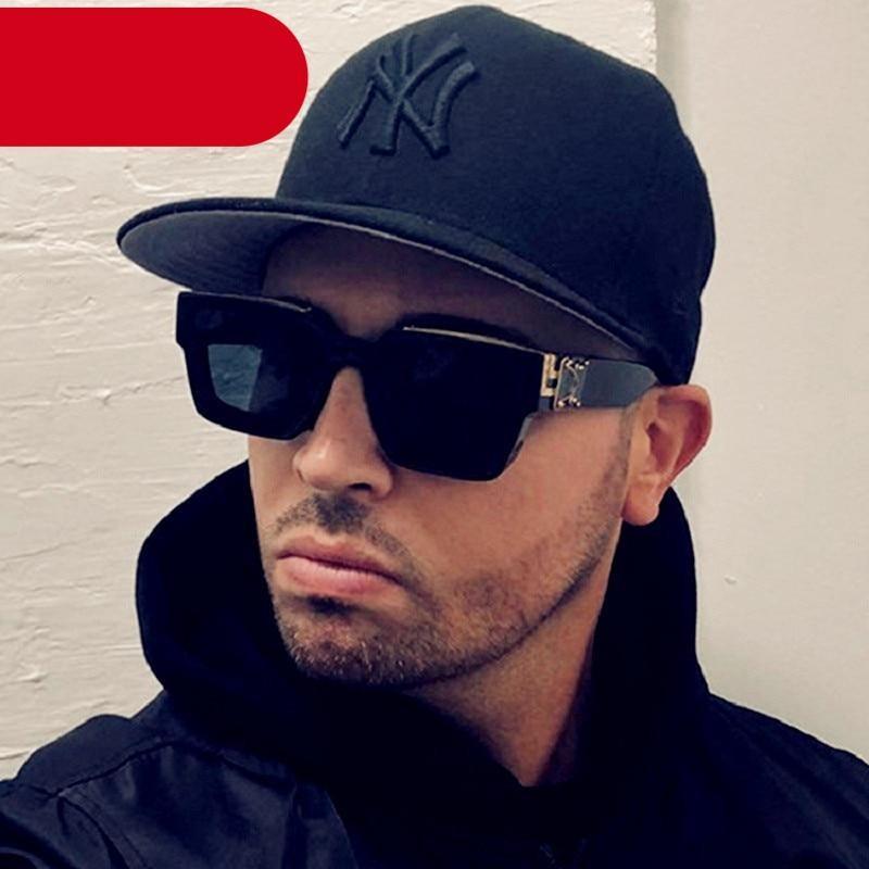 Classic black square-frame polarized sunglasses for men and women