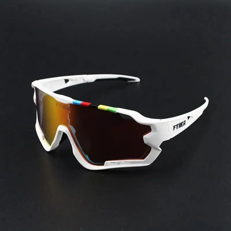 Unisex sport cycling sunglasses with photochromic lenses and modern high-contrast frame design.