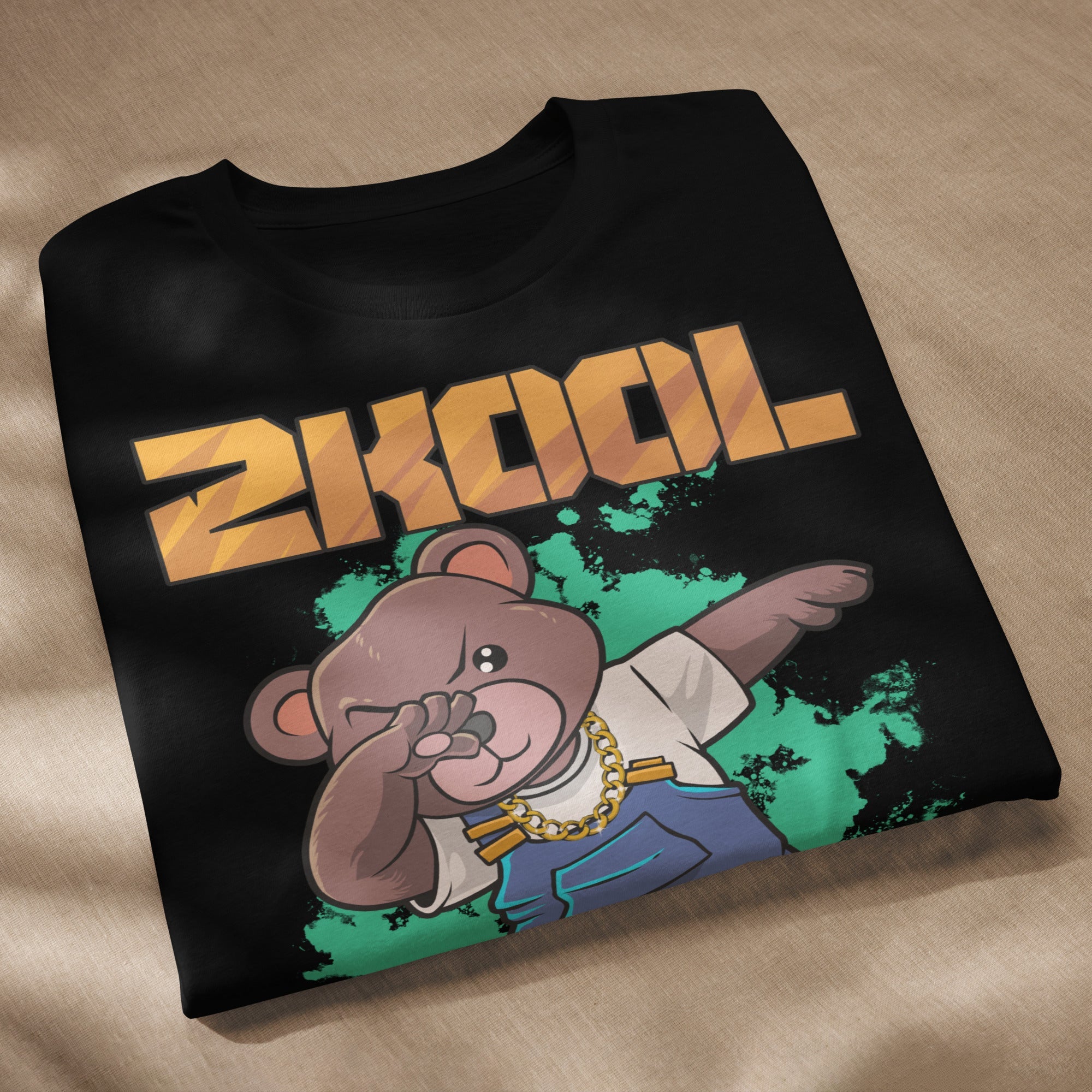 2Kool Dabbing Bear Graphic Tee in Black and Navy - Image 4