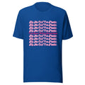 Blue and light blue graphic t-shirts featuring the text Rip Me Out The Plastic and I've Been Acting Brand New