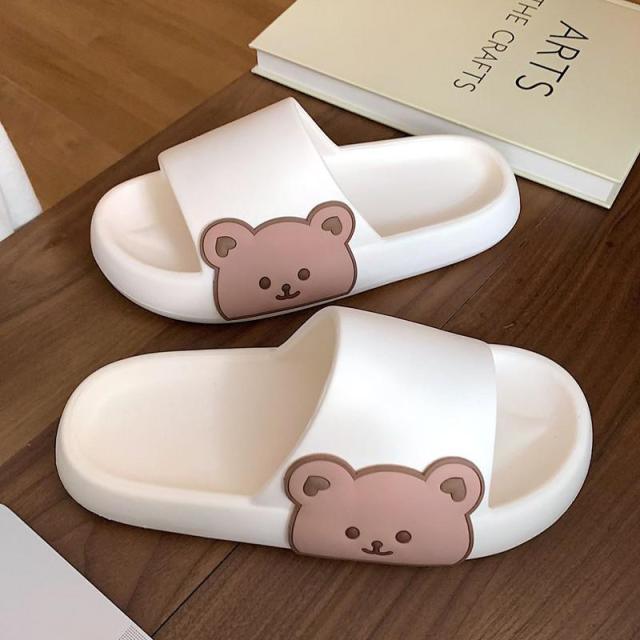 Unisex Thick-Sole Bear Beach Slides Non-Slip Pool Summer Sandals