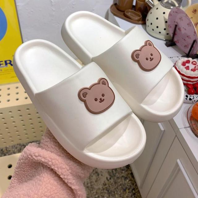 Unisex Thick-Sole Bear Beach Slides Non-Slip Pool Summer Sandals