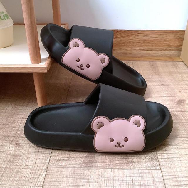 Unisex Thick-Sole Bear Beach Slides Non-Slip Pool Summer Sandals