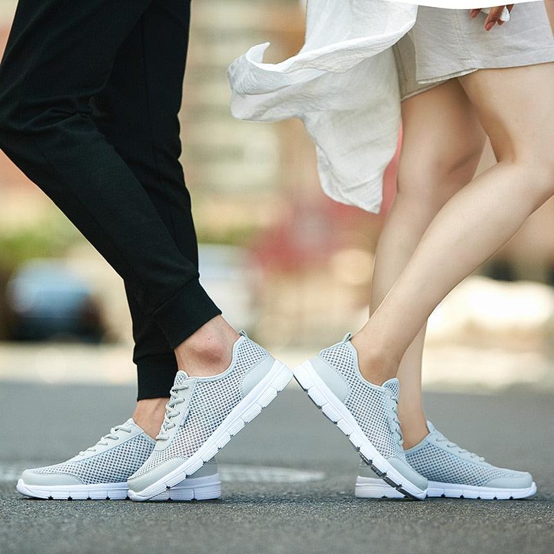 Unisex Breathable Mesh Casual Sneakers - Sporty Lace-Up Footwear
