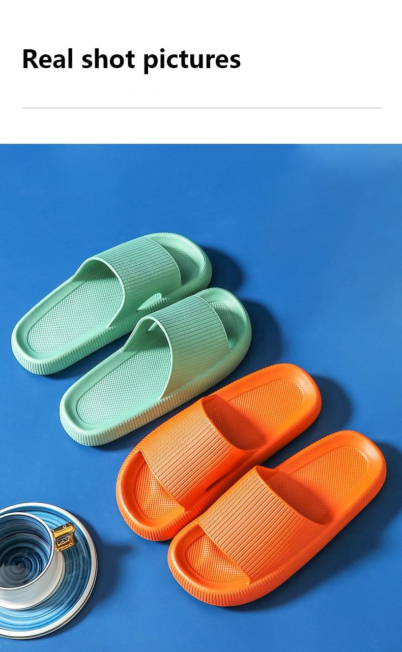 Unisex Thick Sole Non-Slip Shower Slippers Quick Dry Bath Slides