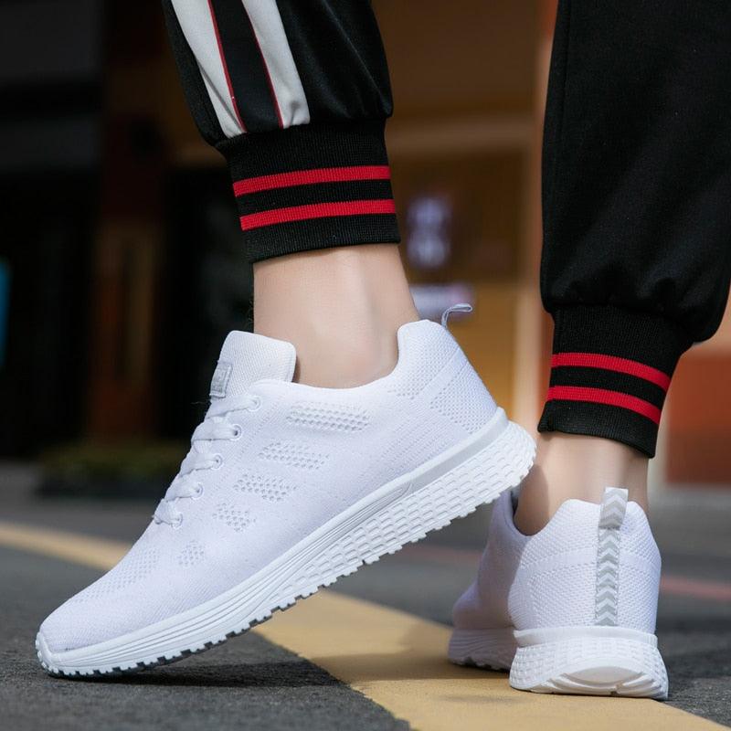 Unisex White Mesh Sports Trainers - Breathable Summer Casual Shoes