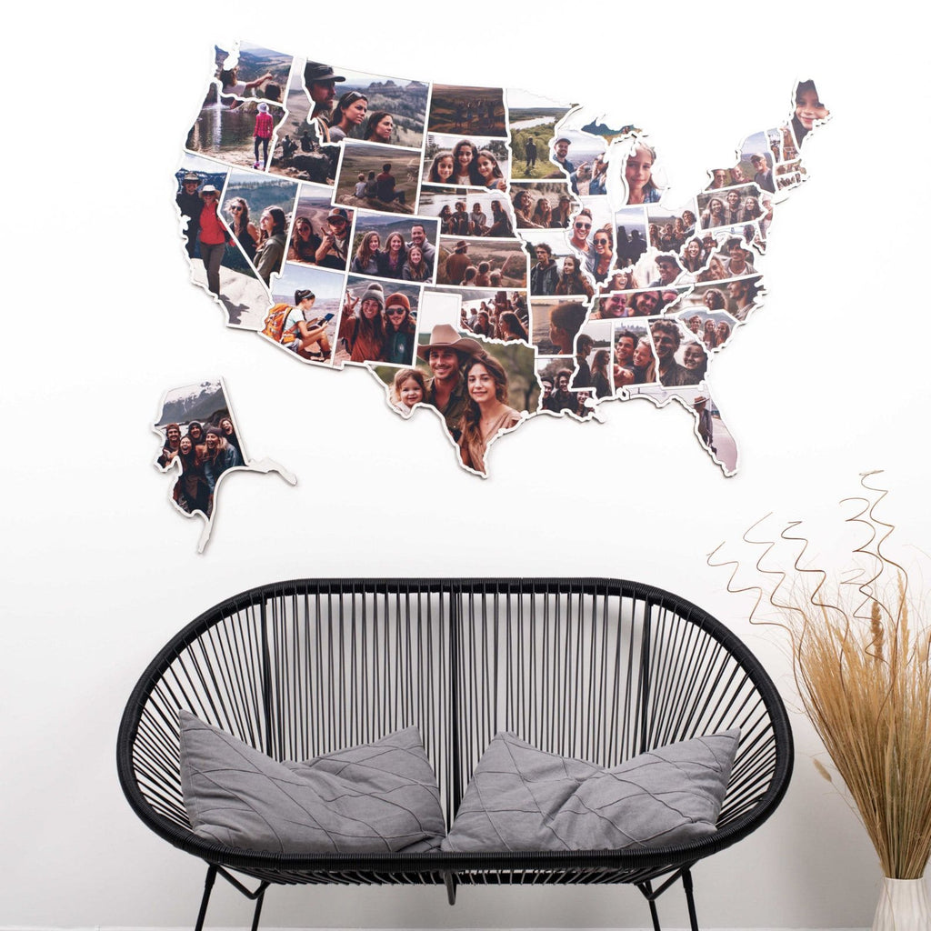 USA Photo Map Midnight Edition for Travel Memory Display
