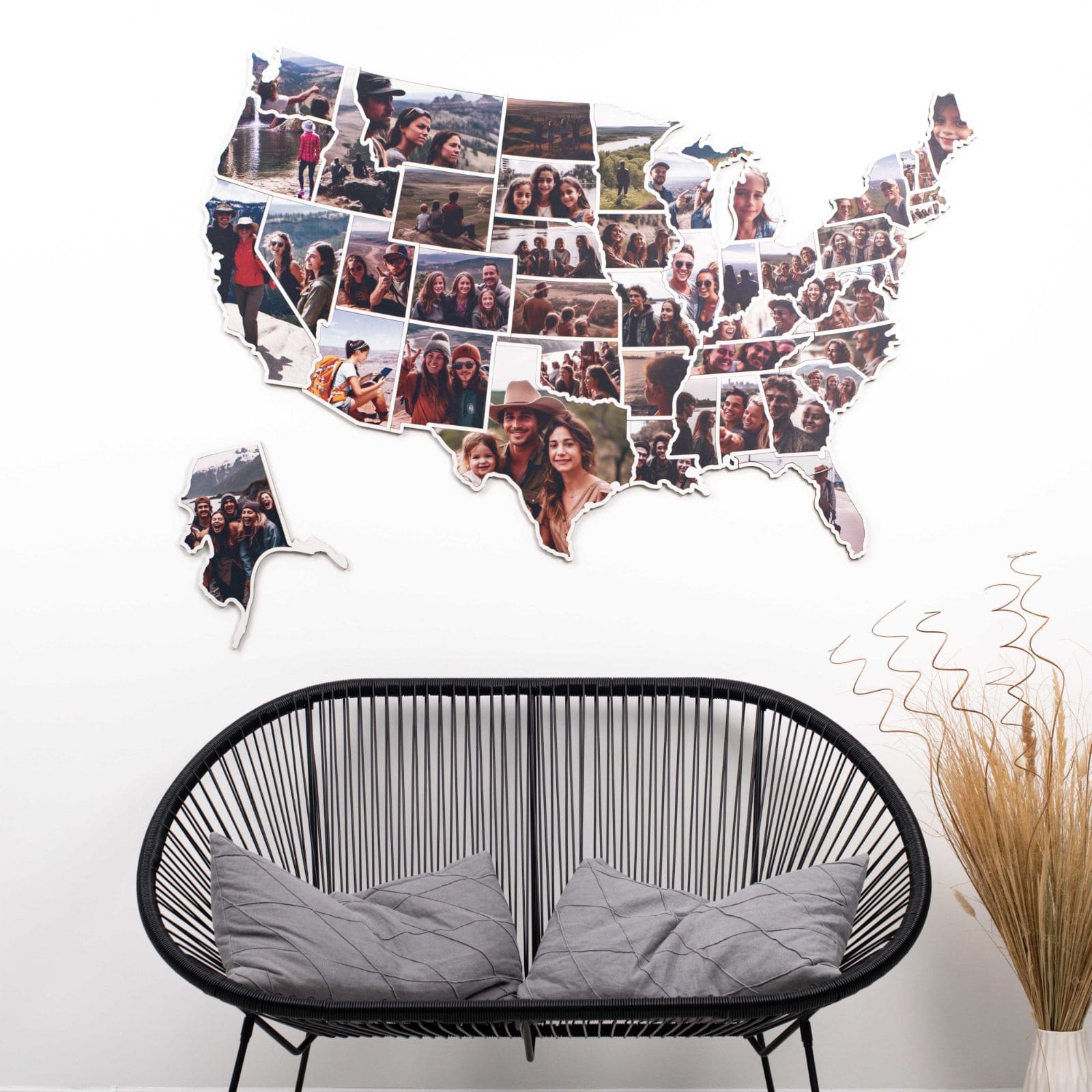 USA Photo Map Midnight Edition for Travel Memory Display