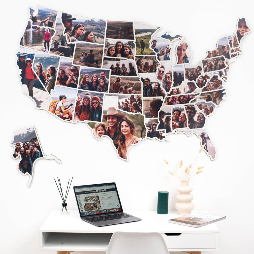 USA Photo Map Midnight Edition for Travel Memory Display