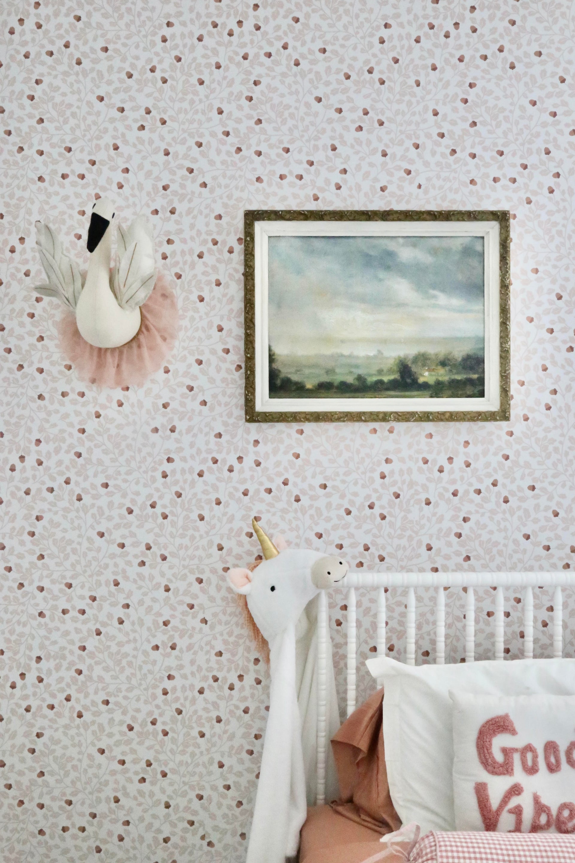 Autumn Floral Removable Wallpaper in Terracotta and White