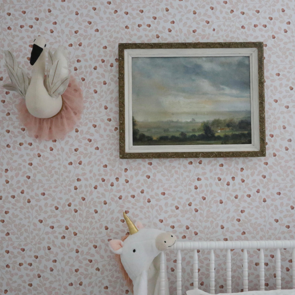 Autumn Floral Removable Wallpaper in Terracotta and White