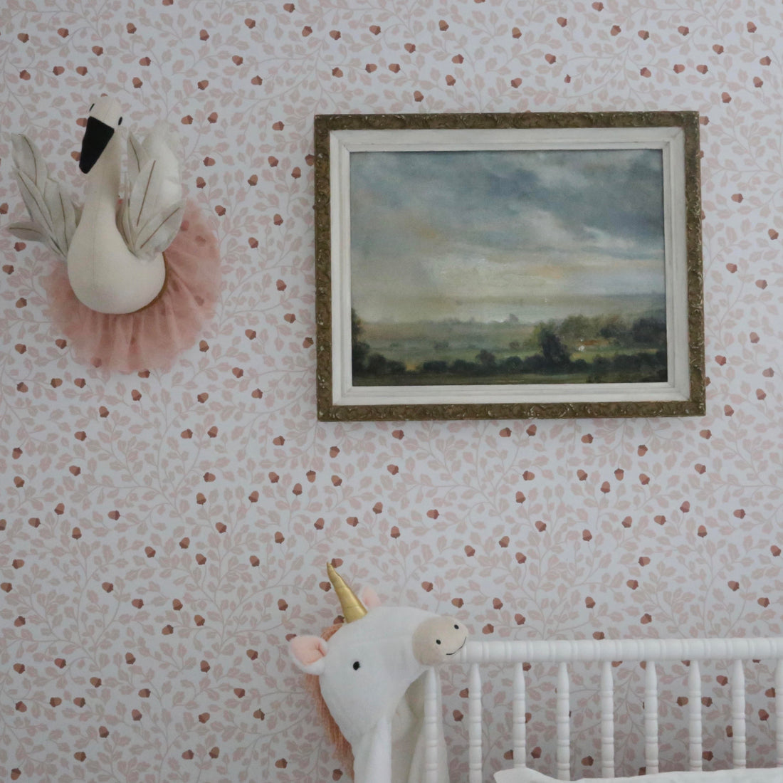 Autumn Floral Removable Wallpaper in Terracotta and White