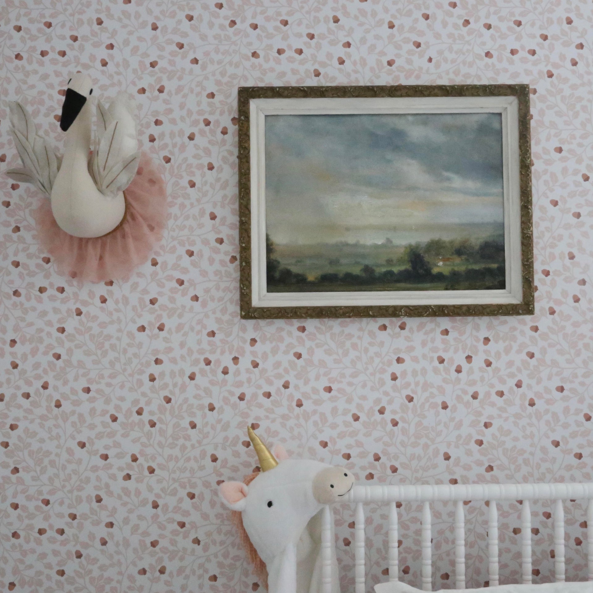 Autumn Floral Removable Wallpaper in Terracotta and White