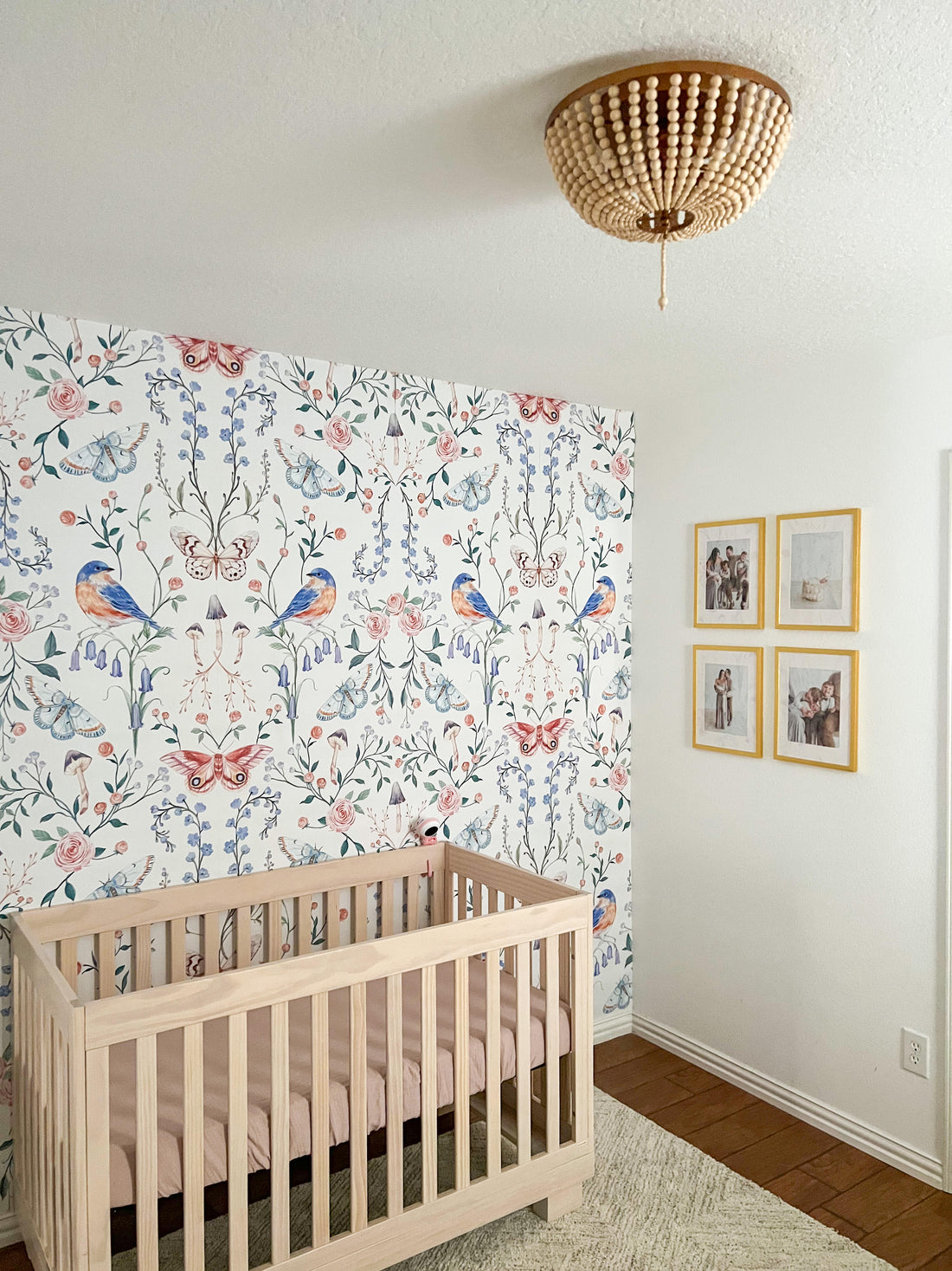 Hollis Botanical Floral Removable Wallpaper in White, Blue & Pink