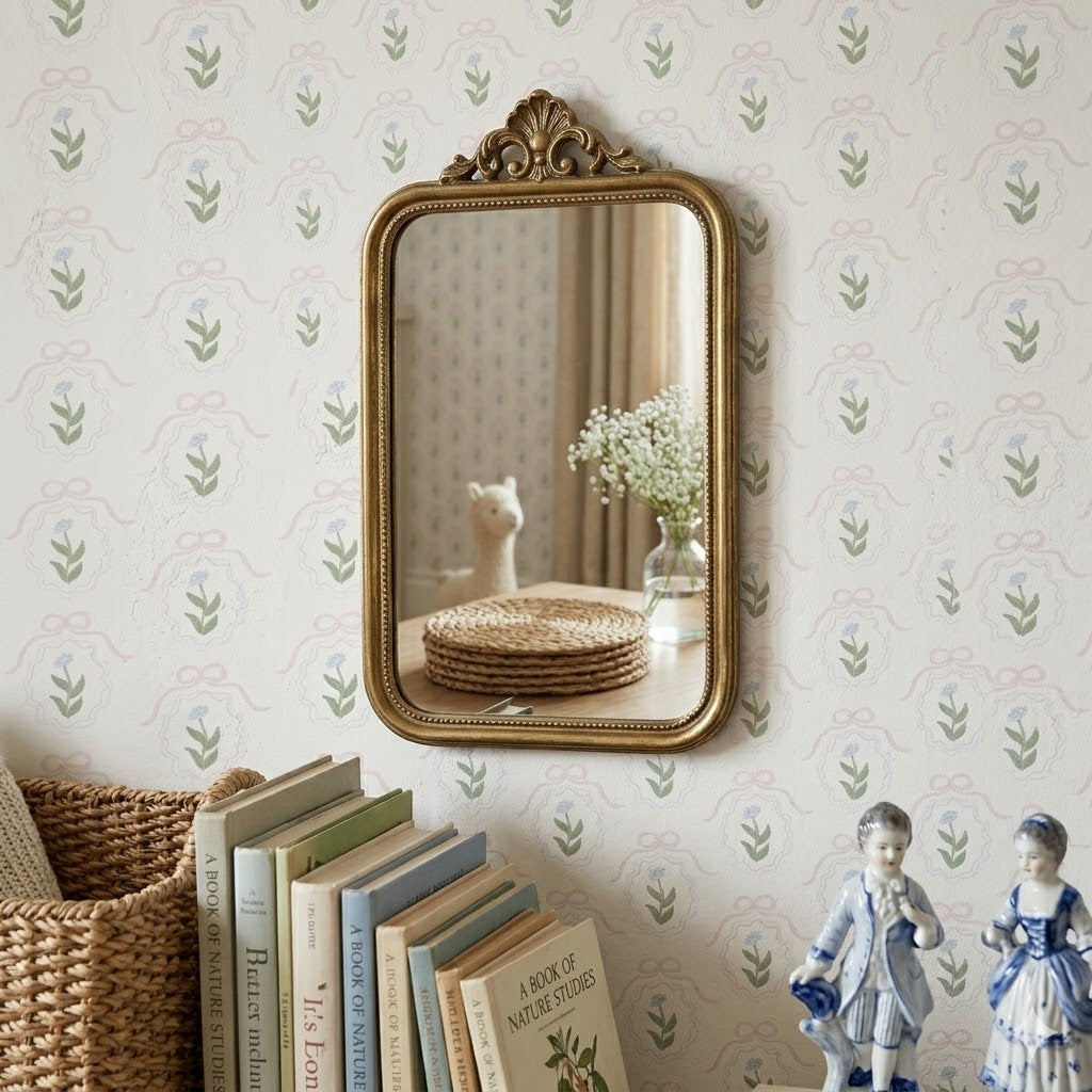 Esti Floral Removable Wallpaper - Pink, Sage-Green & White