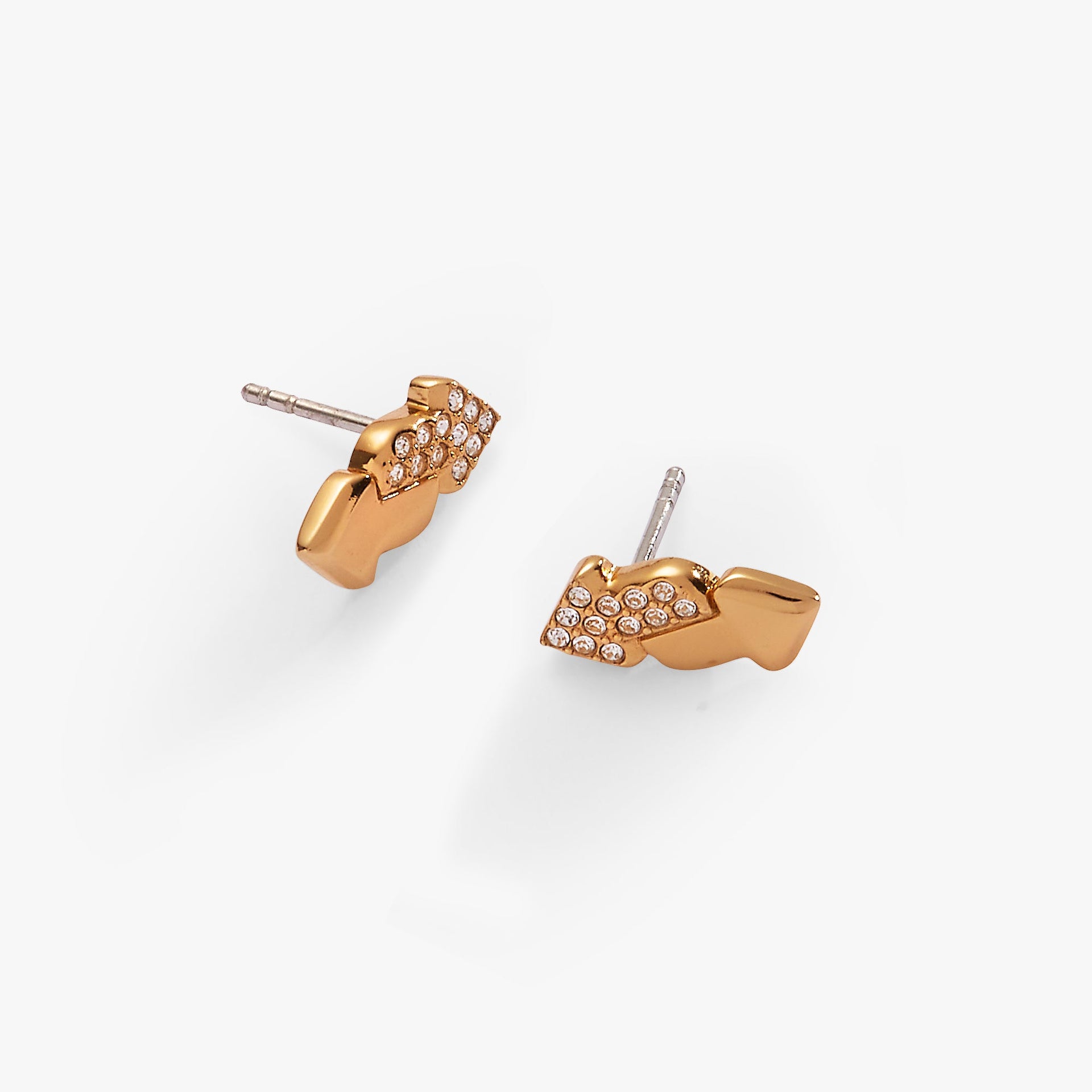 Gold-Tone UNO™ Reverse Symbol Stud Earrings with Pavé Crystals