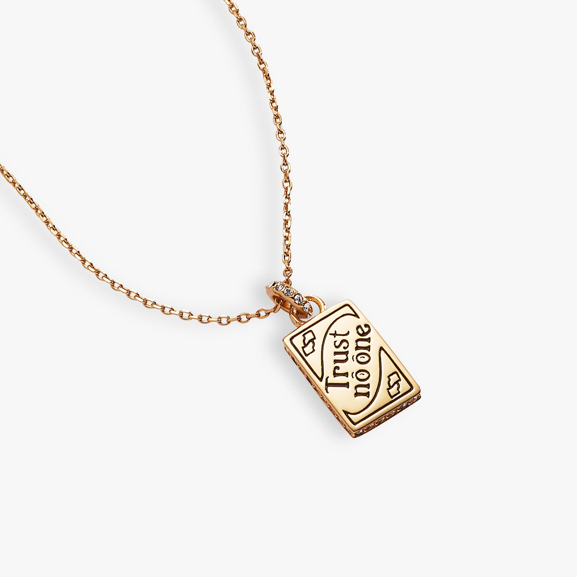 UNO Game Card Pendant Necklace with Pavé Crystal Accent