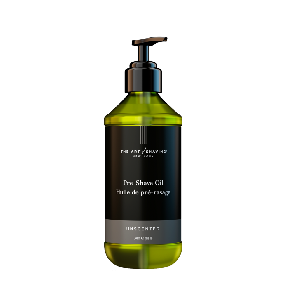 8.1 OZ pump bottle of The Art of Shaving Unscented Pre-Shave Oil