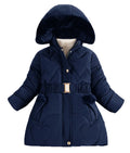 Happy Cherry Girls Winter Coat Parka Fleece Lined Kids Snow Hooded Puffer Jacket Warm With Waist Belt and Pockets
