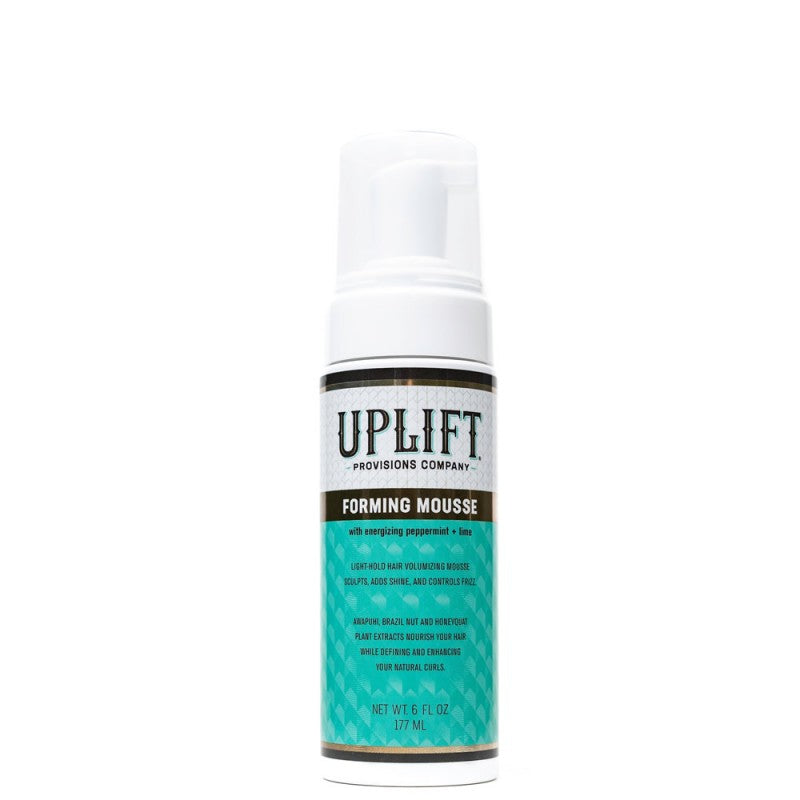 6oz bottle of Uplift Provisions Company forming mousse with geometric design