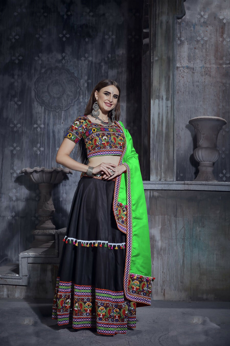 Black Art Silk Designer Lehenga Choli for Navratri Festivals