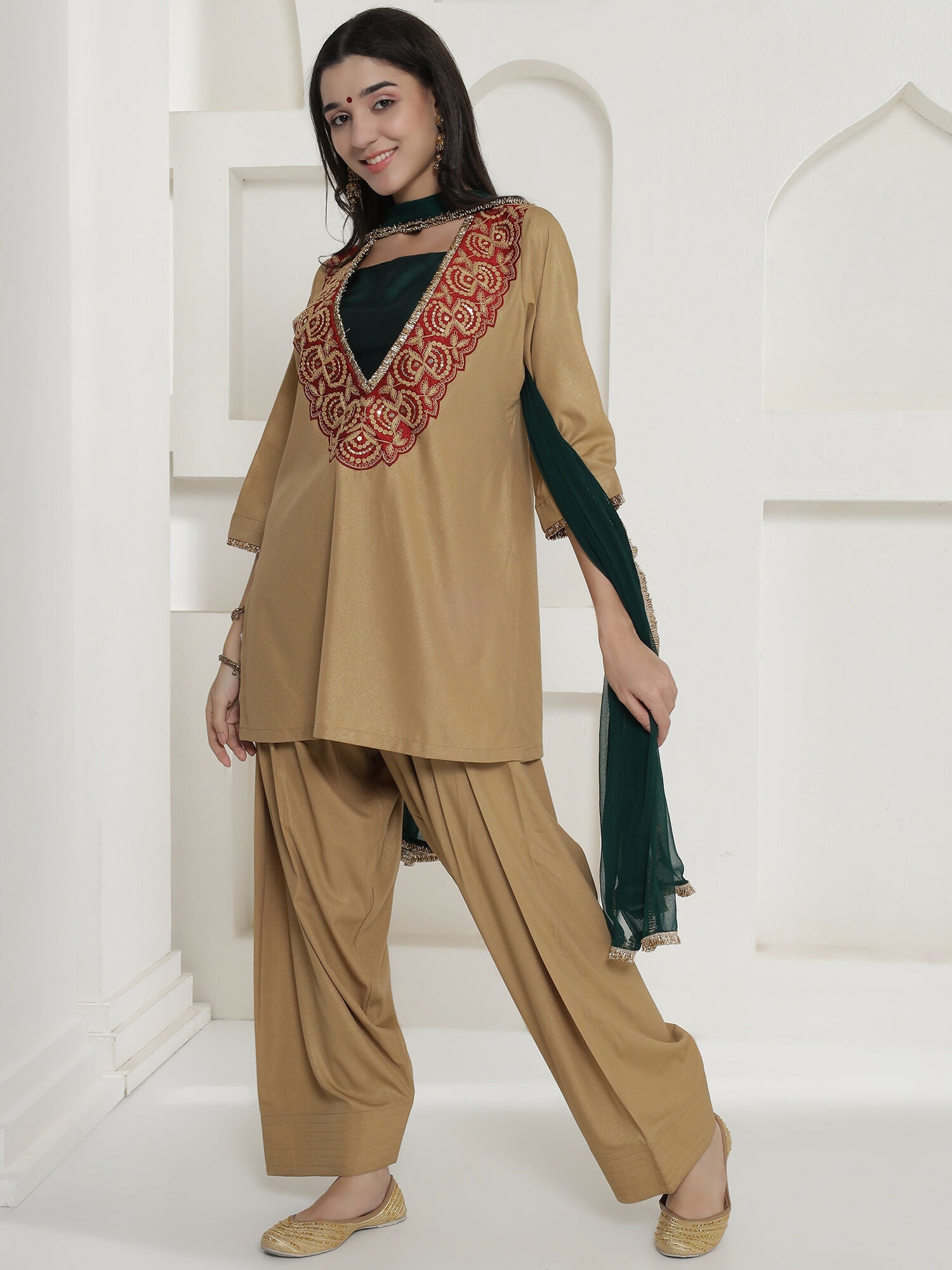 Joban Fashion Golden Farshi Salwaar Suit Set