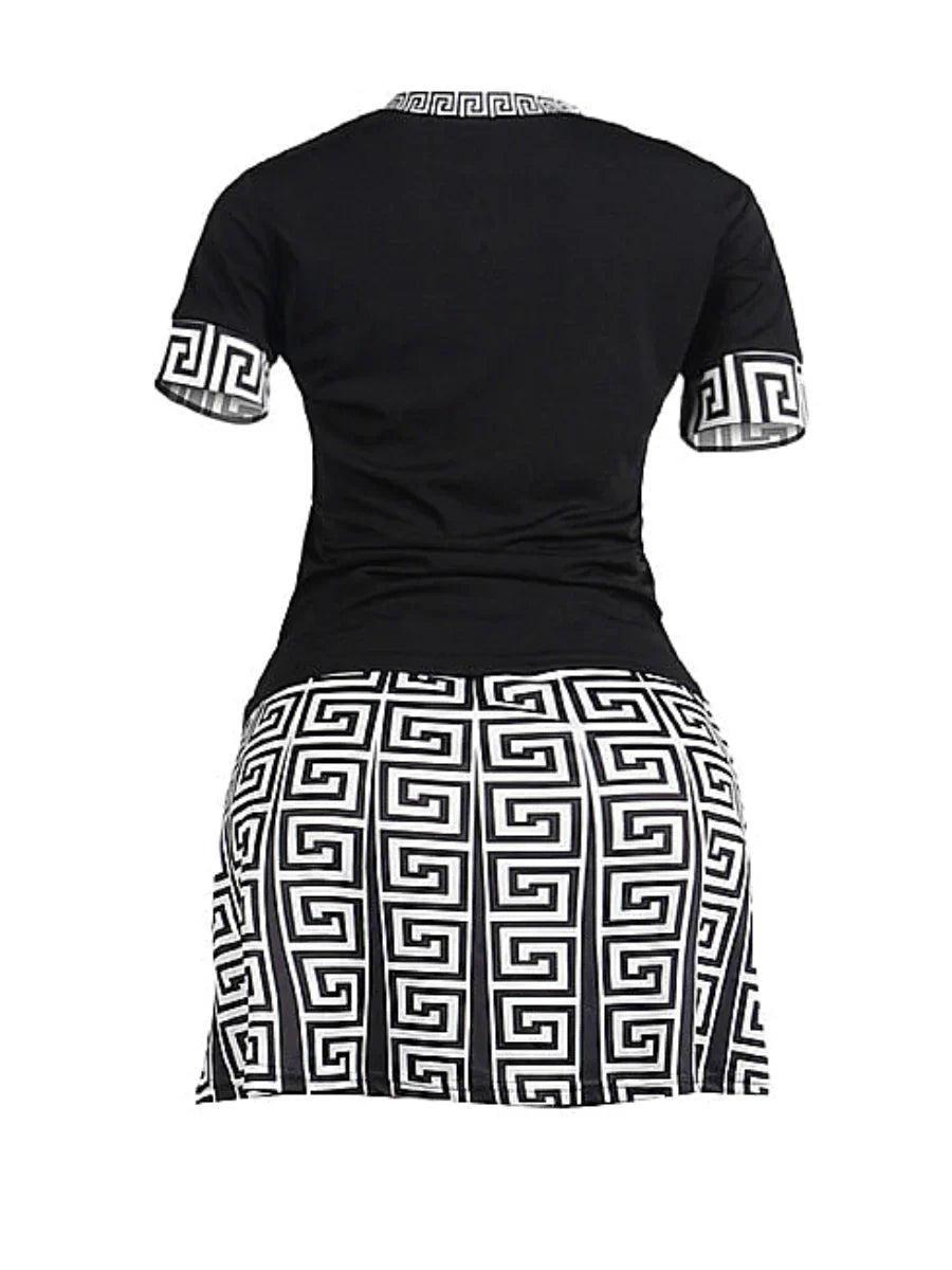 Women's Geometric Print Two-Piece Skirt Set