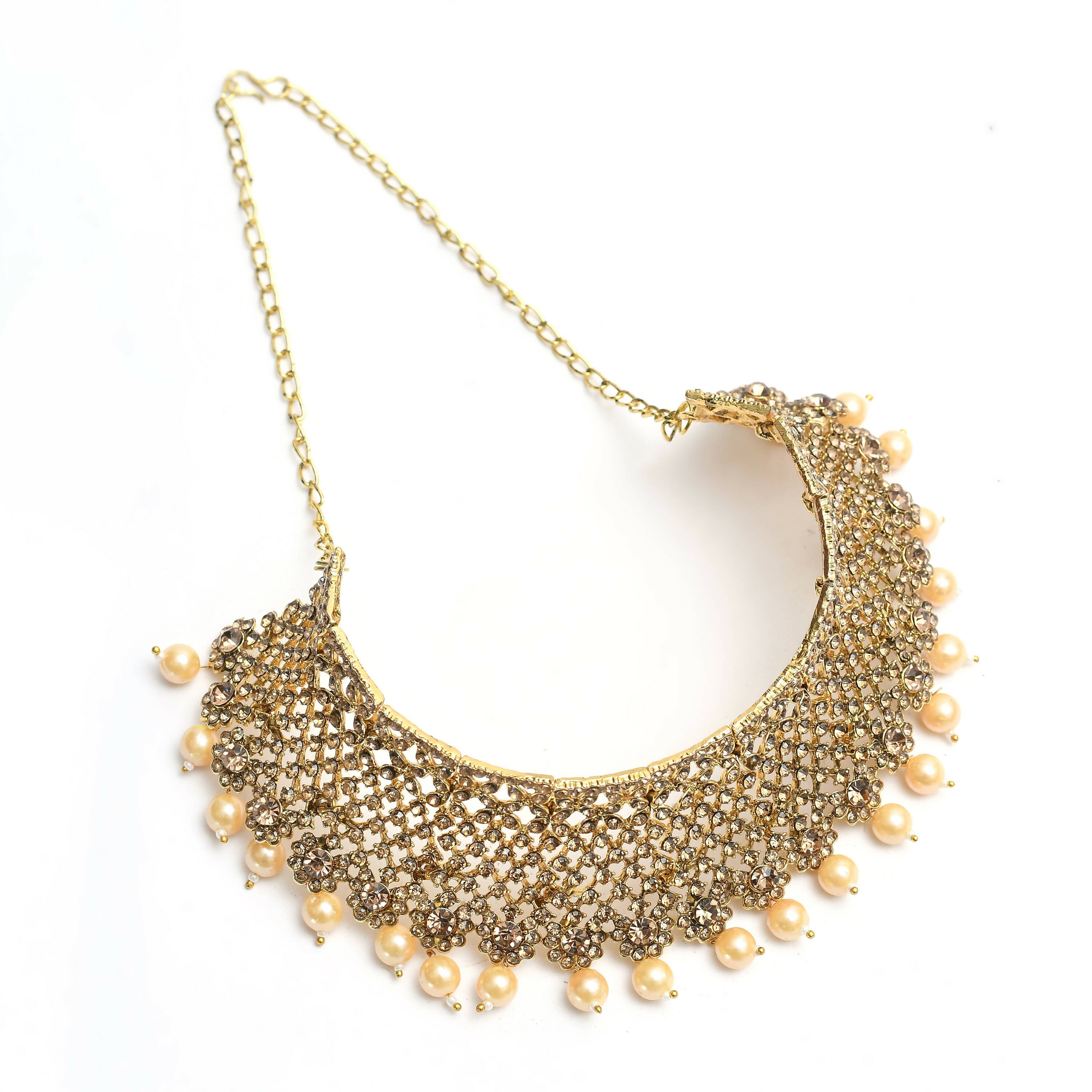 Traditional Rajwadi Heavy Golden Choker Necklace Statement Set