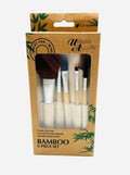 Urban Allure 6-piece makeup brush set with bamboo handles and soft synthetic bristles.