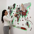 Modern 3D wooden world map with interactive LED 3.0 luminous backlighting