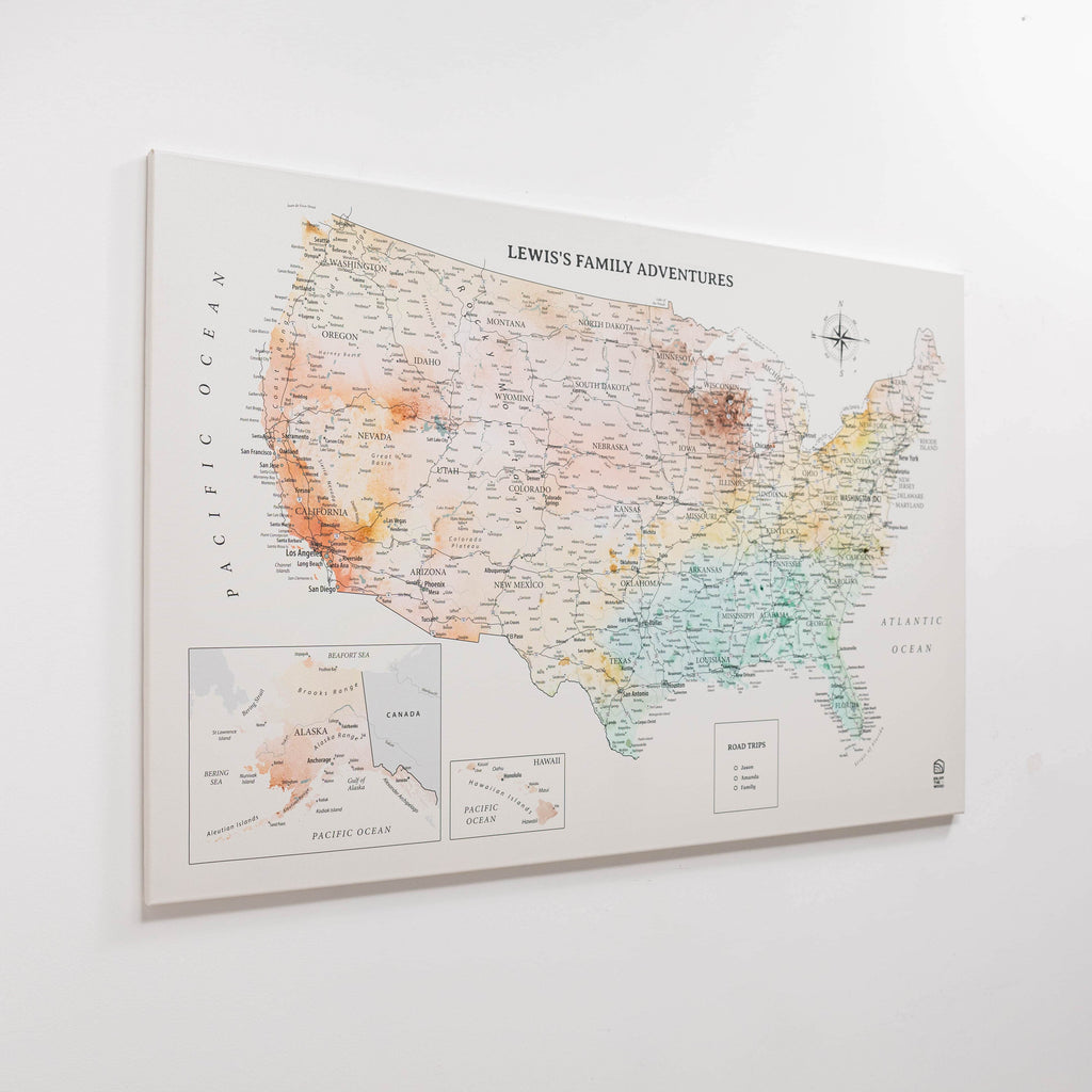 Colorful Wooden USA Map Wall Art for Nursery and Kids Rooms