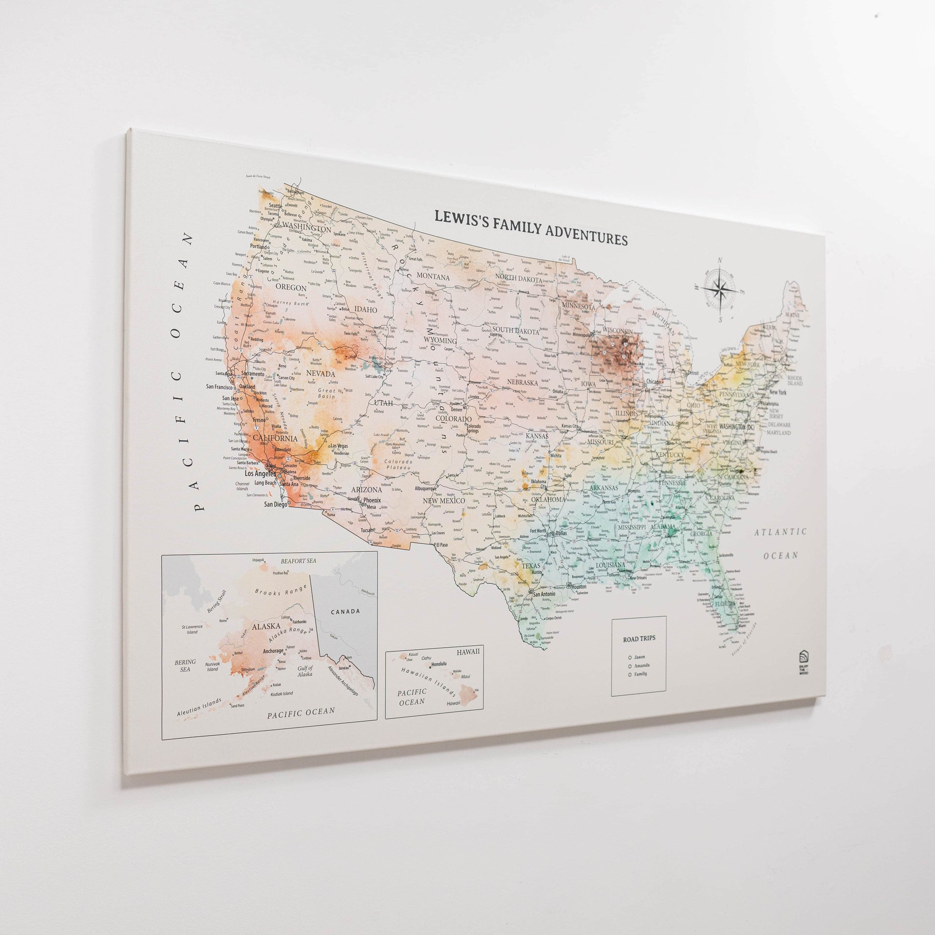 Colorful Wooden USA Map Wall Art for Nursery and Kids Rooms