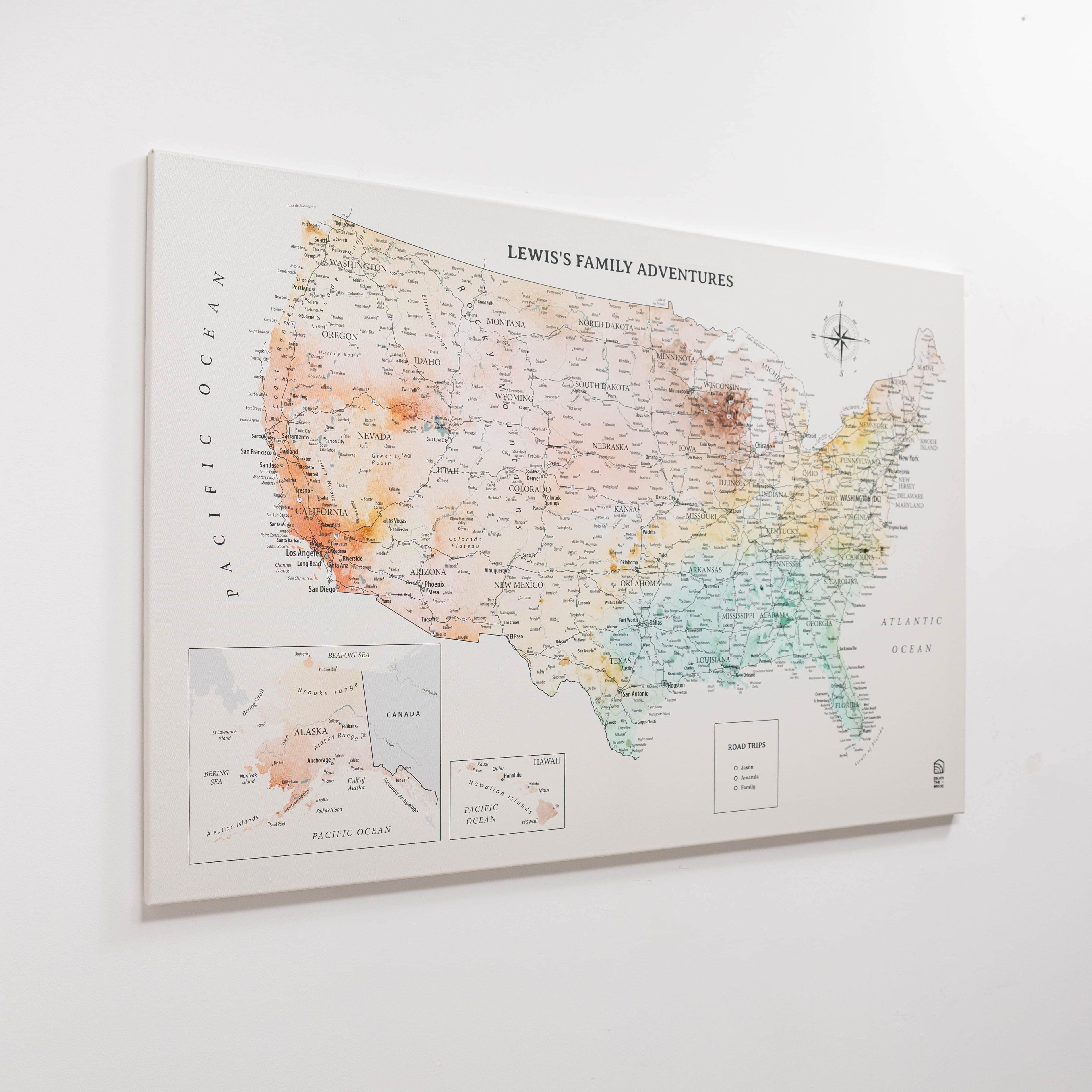 Colorful Wooden USA Map Wall Art for Nursery and Kids Rooms